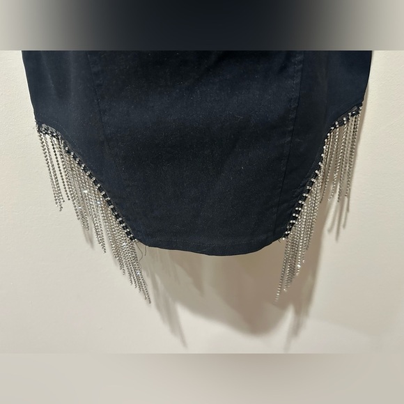 Black Mini Skintight dress‎ with fringe - Picture 4 of 6